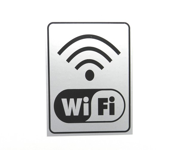 Placa Wi Fi - Fundo Prata Letra Preta 15x20cm S235/3 (peça) 
