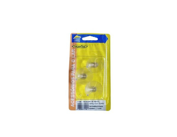 Ventosa 40mm Tipo Botao C/3 Pcs Blister Fll (peça) 