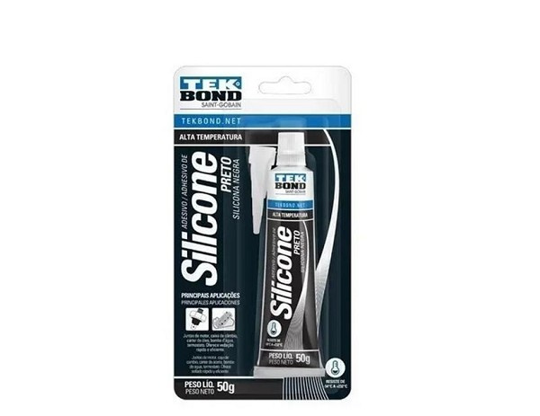 Silicone Acetico 50gr Alta Temperatura Preto Blister Tek *** (peça) 