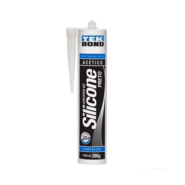 Silicone Acetico 280g Preto Tek (peça) 