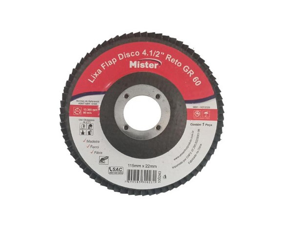 Lixa Flap Disco 4,5 Reto Gr 60 Mister Mult (peça) 