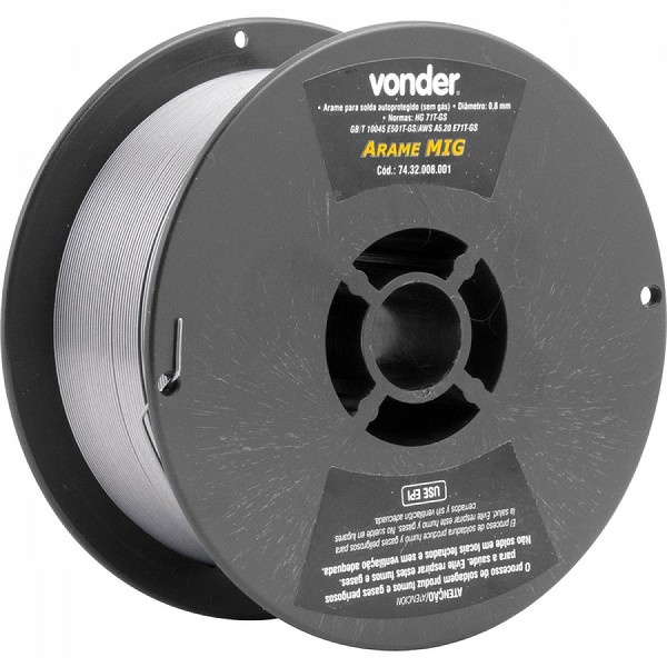 Arame Solda Mig Rev 0,8mm 1kg Uso S/gas Vonder (rolo) 