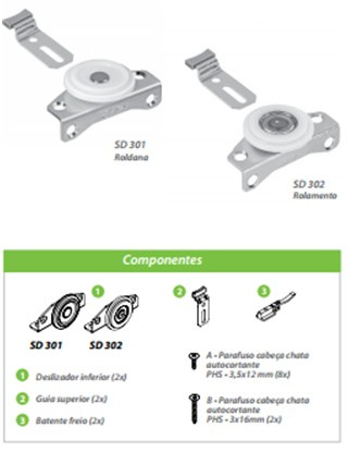 Sistema Porta Correr Sd302 P/1 Porta Fgv (peça) 
