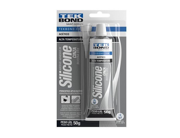 Silicone Acetico 50gr Alta Temperatura Cinza Blister Tek *** (peça) 