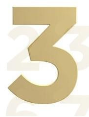 Numero Residencial "3" 125mm Dourado (peça) 