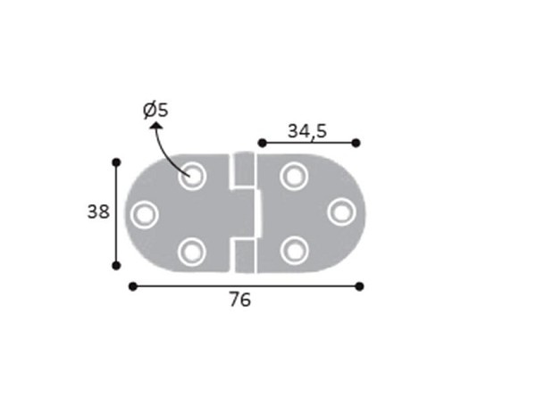Dobradica L-38 Preta (peça) 